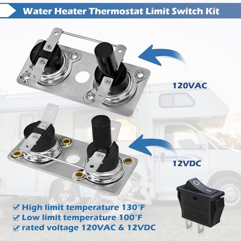 Sthovd 232306 232282 Water Heater Thermostat Limit Switch Kit Compatible with Suburban 120V T-Stat RV Water Heater SW Series Replace 233534 525007 232306 Thermostat - Image 5